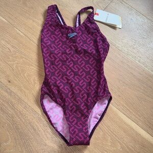 NWT Speedo Junior Endurance Pink/Black Swimsuit 10